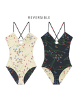 The Reversible Keyhole One-Piece both sides laid flat