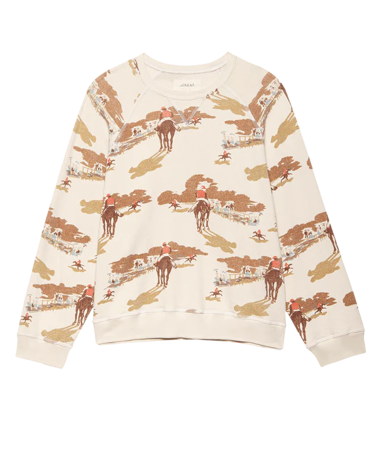 The Slouch Sweatshirt Riding Horses Print by itself