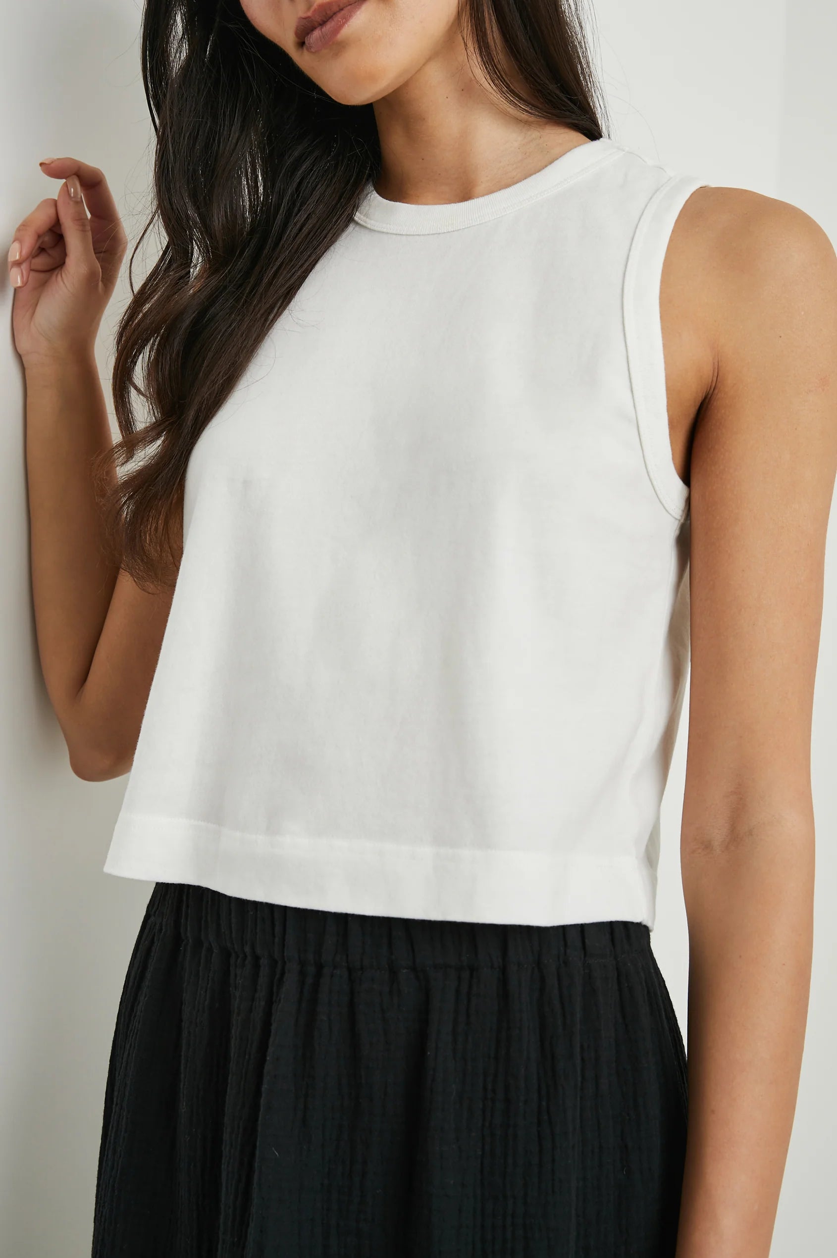 The Boxy Tank in Porcelain close up front