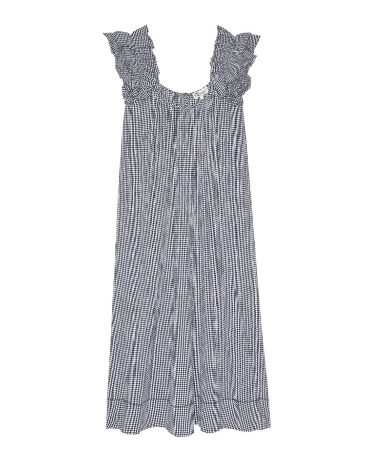 The Ruffle Coverup Black and Cream Check by itself front