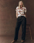The Boxy Crew Tee in riding horses print full body