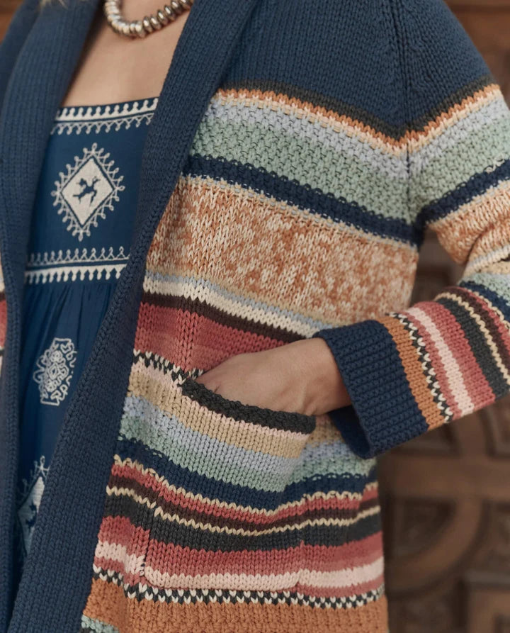 The Mountain Lodge Cardigan close up, hand in pocket