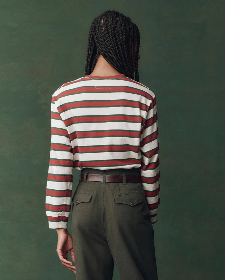 The Campus Crew Cream and Bridle Stripe back