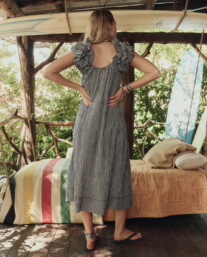 The Ruffle Coverup Black and Cream Check back