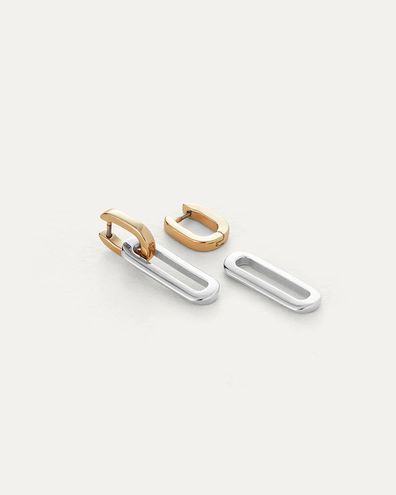 Teeni Detachable Link Earrings in Two-Tone displaying detached link on white background