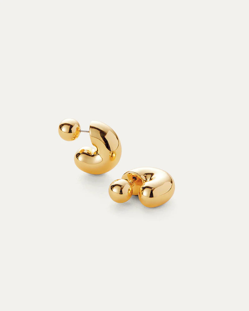 Tome Hoops Medium close up on white background with both earring backings on