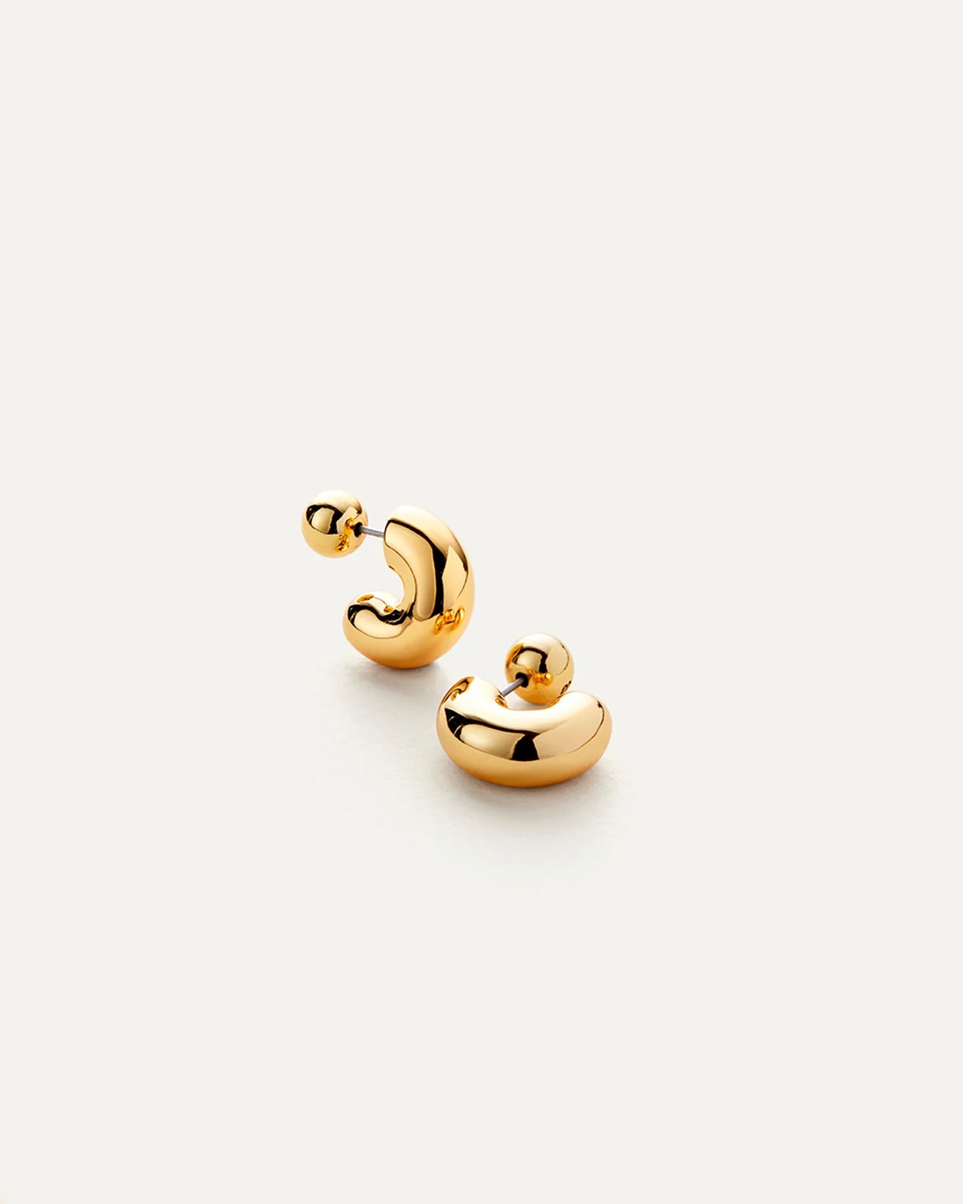 Tome Hoops Small close up on white background with both earring backings on