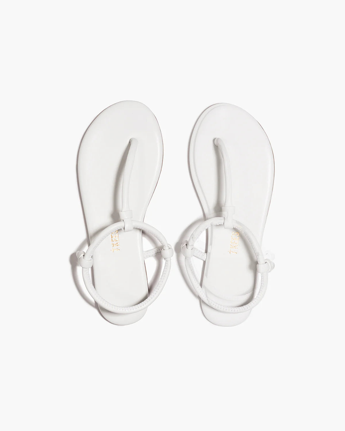 Tubular Mariana Sandals in White aerial view on white background