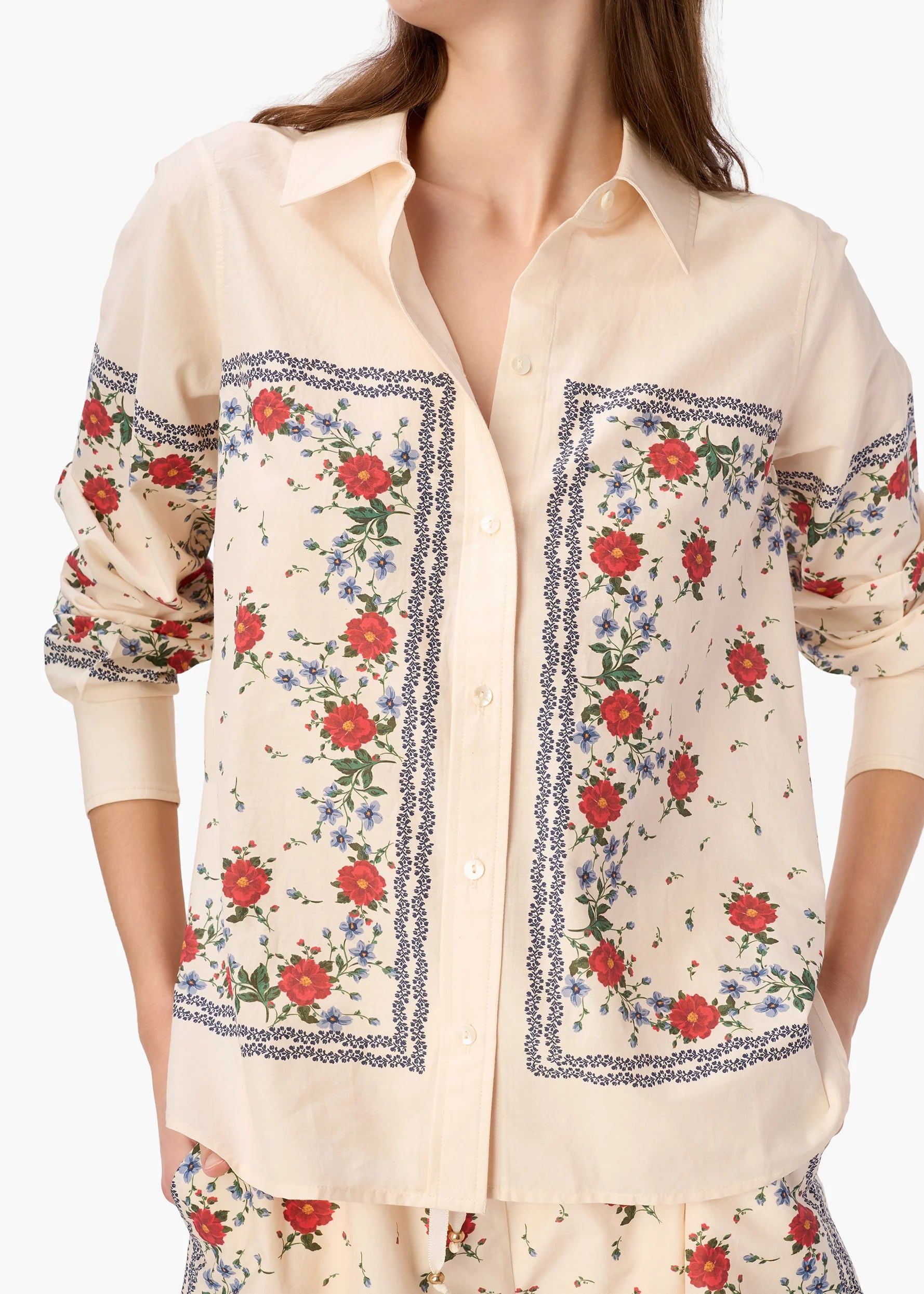 Rafella Silk Cotton Top Heirloom Bandana close up