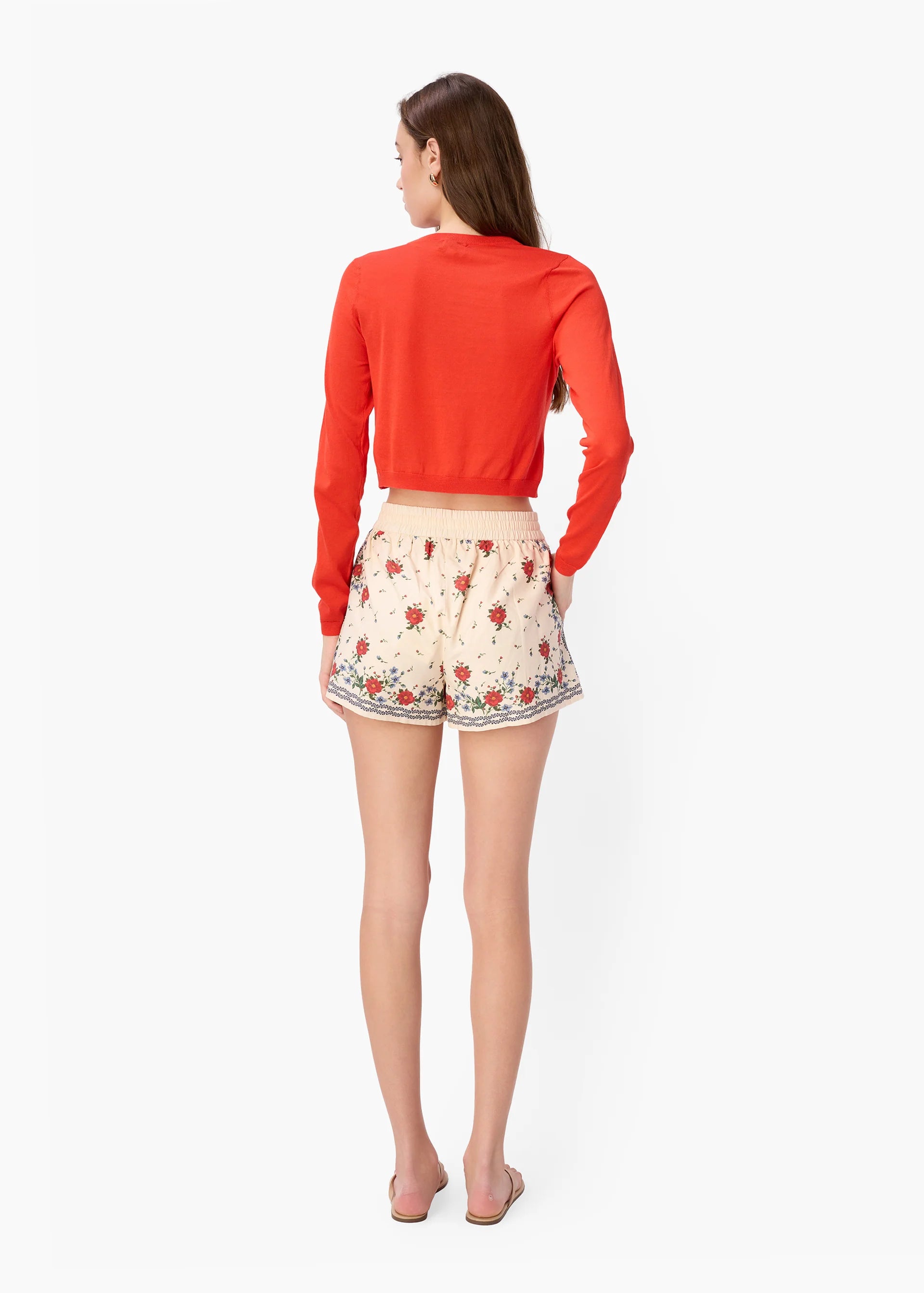 Jaye Cropped Knit Top Goji full body back