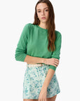 Jaye Cropped Knit Top Meadow with floral shorts