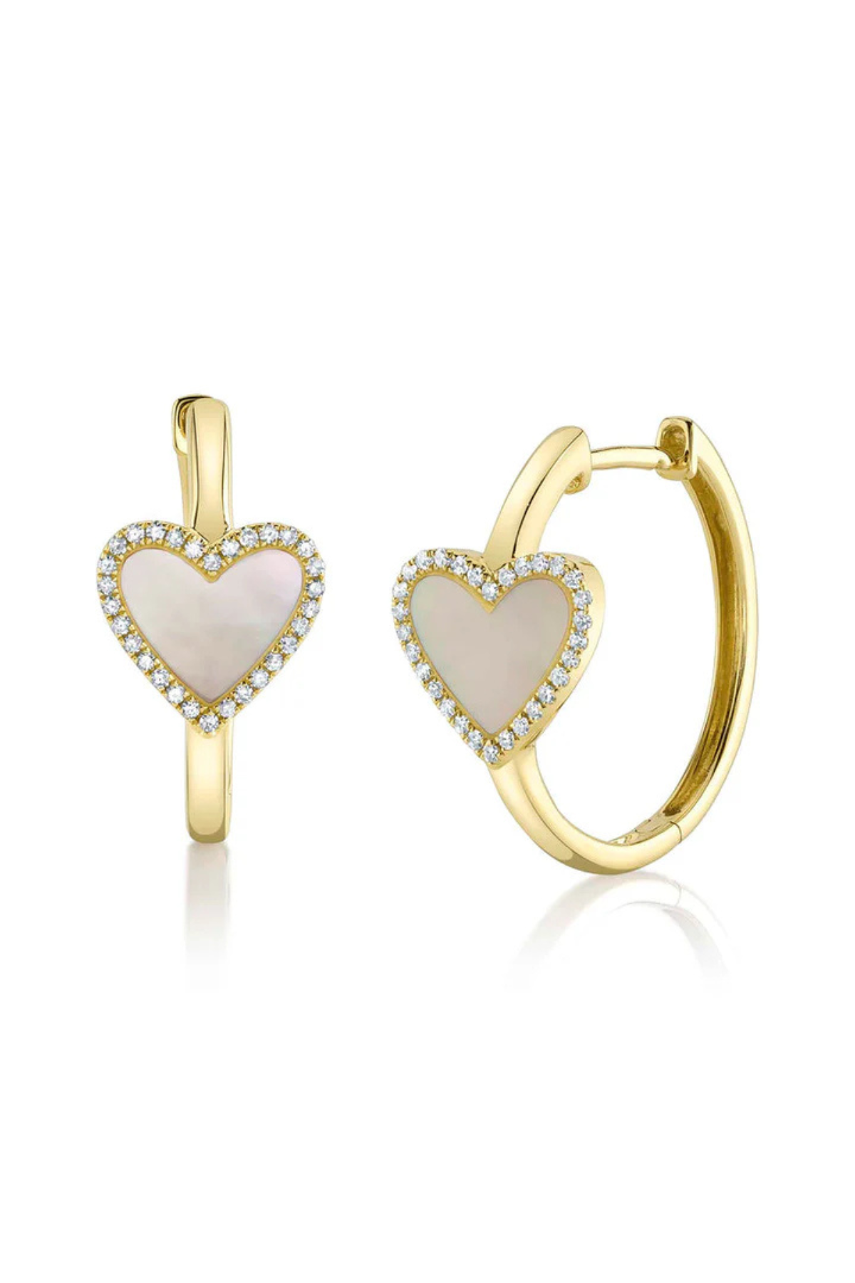 Mother of Pearl Heart Hoop Earrings