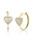 Mother of Pearl Heart Hoop Earrings