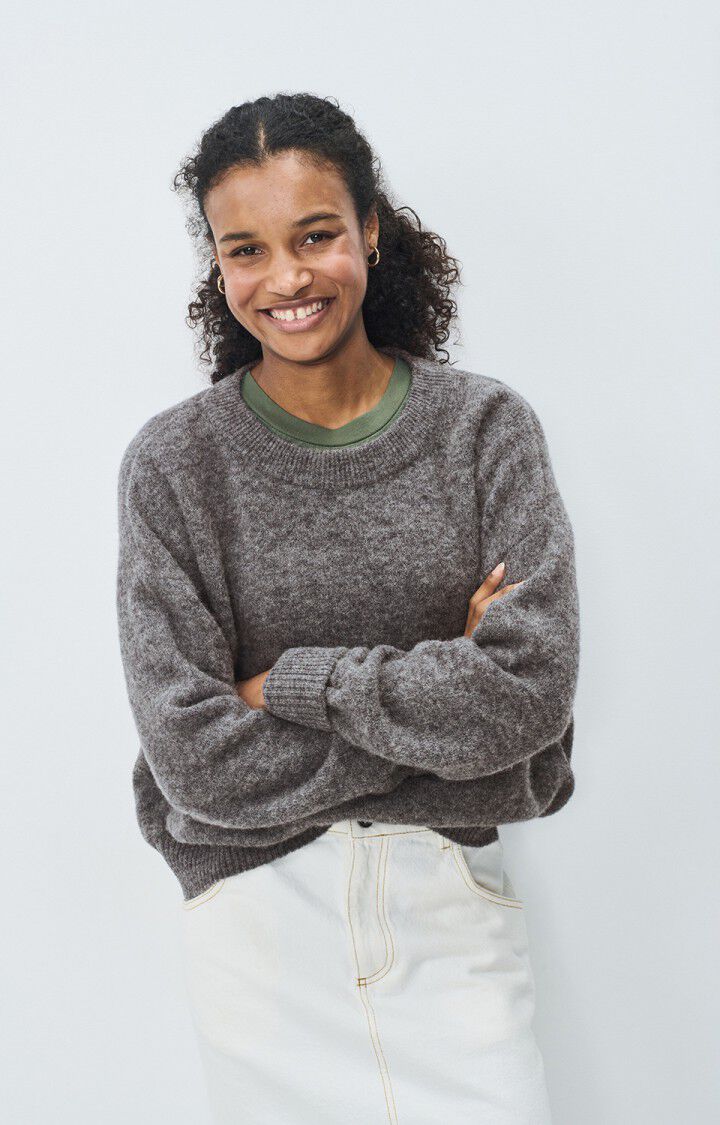 Jumper Vitow Melange Steel front view, arms crossed