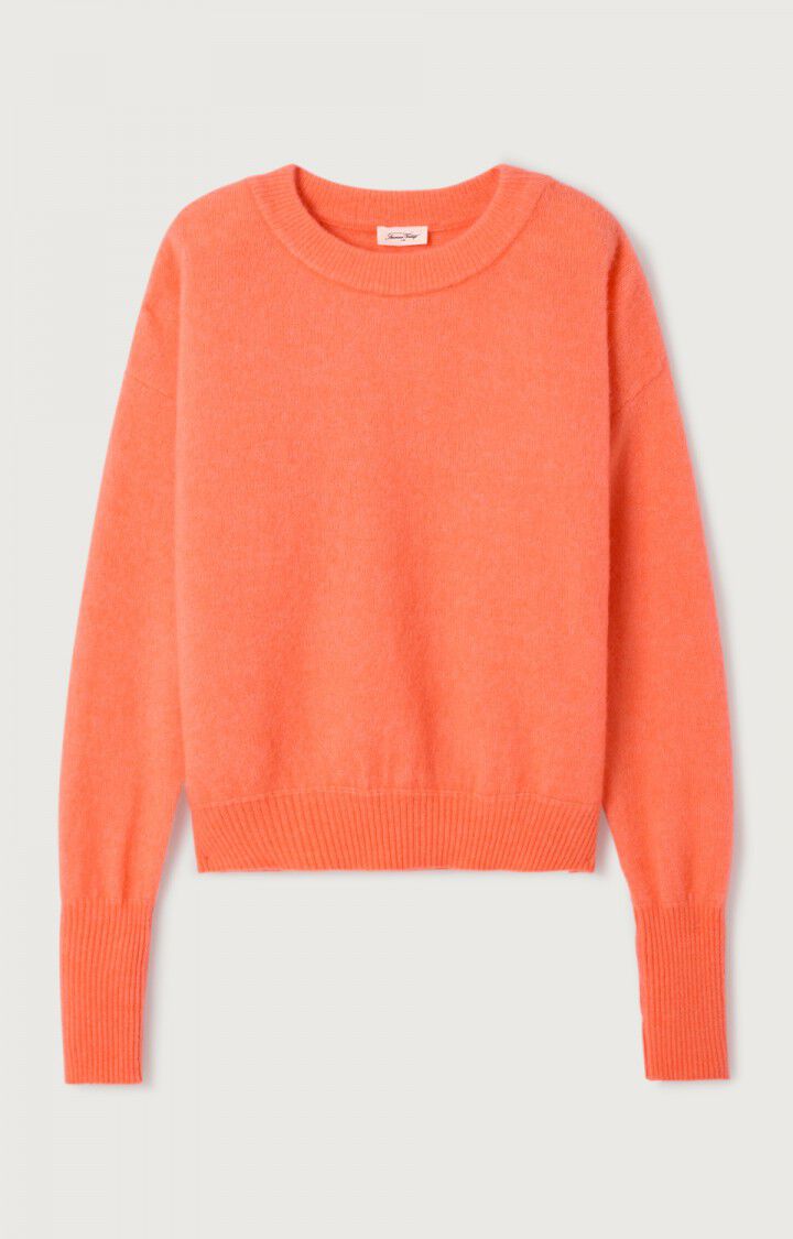 Orange sweater on a light gray background