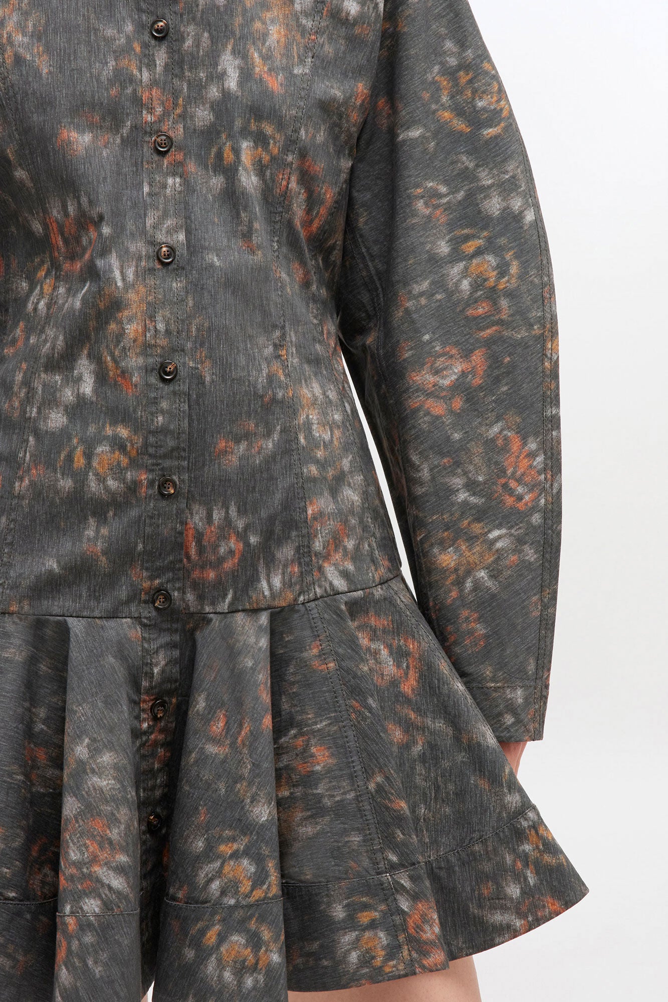 Black Floral Shirt Dress close up