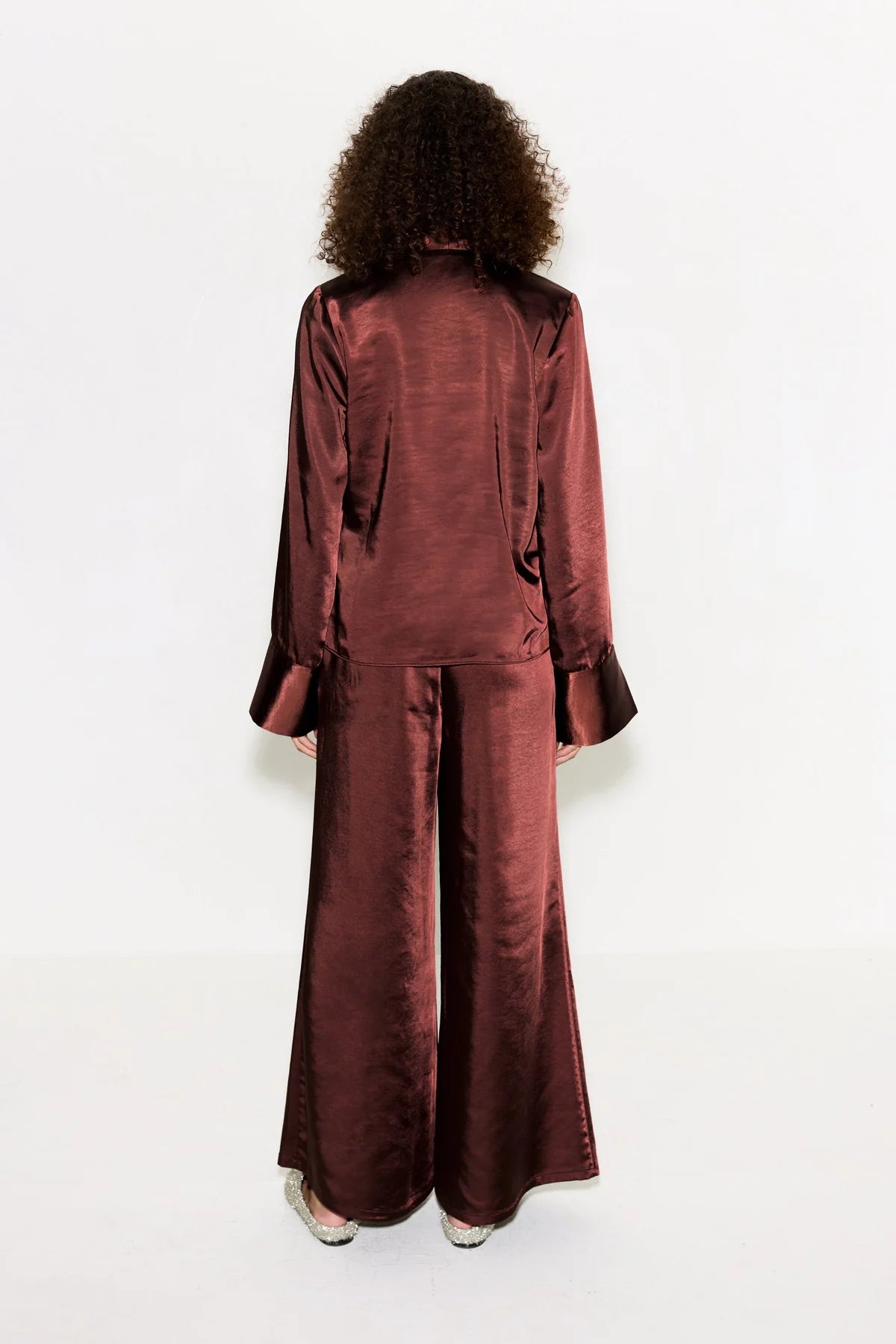 Nella Satin Wide Leg Pant back