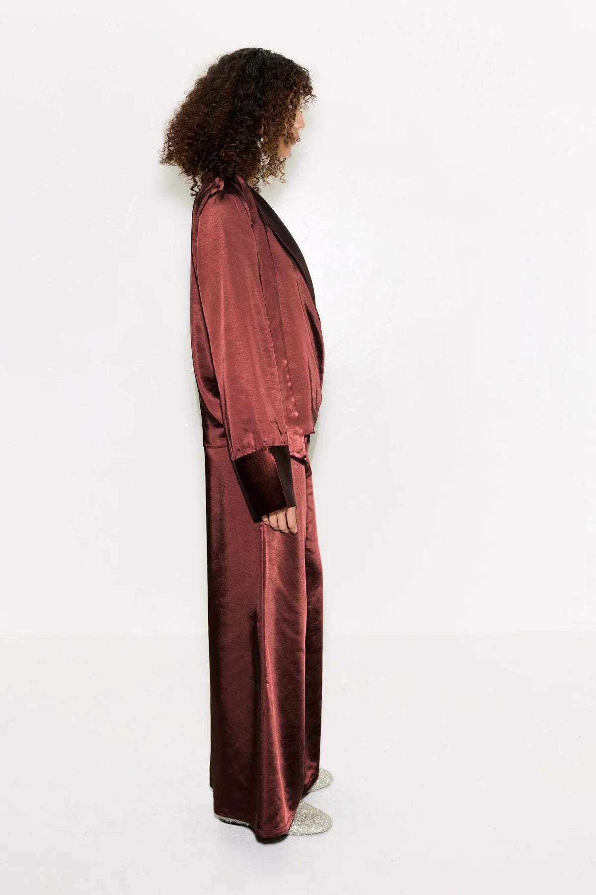 Nella Satin Wide Leg Pant side view