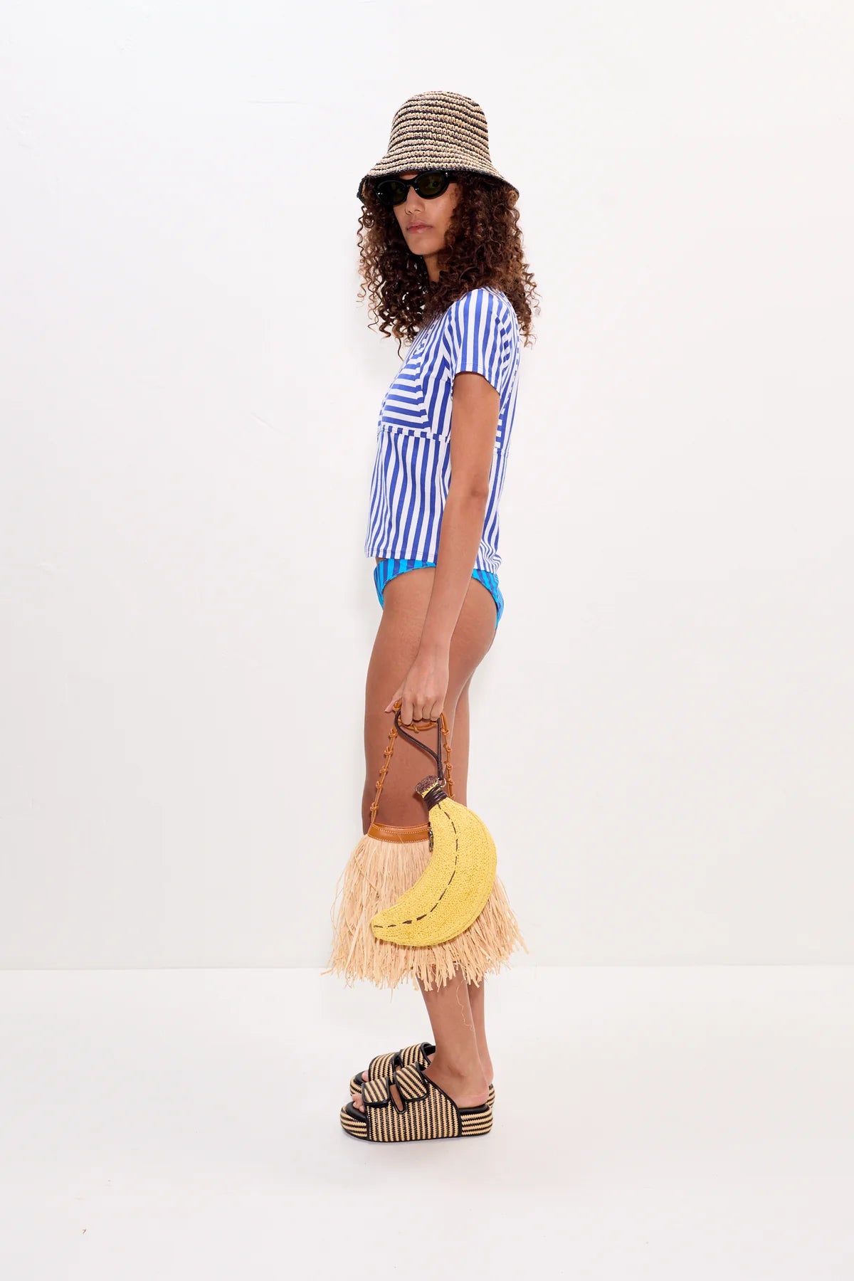 Kini Striped Tee Blue side view