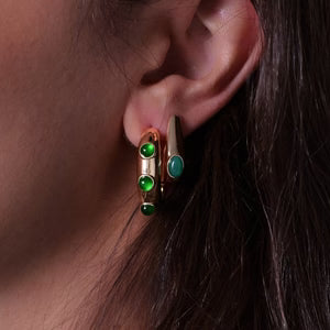 Marais Hoops Emerald Jade close up with other earrings
