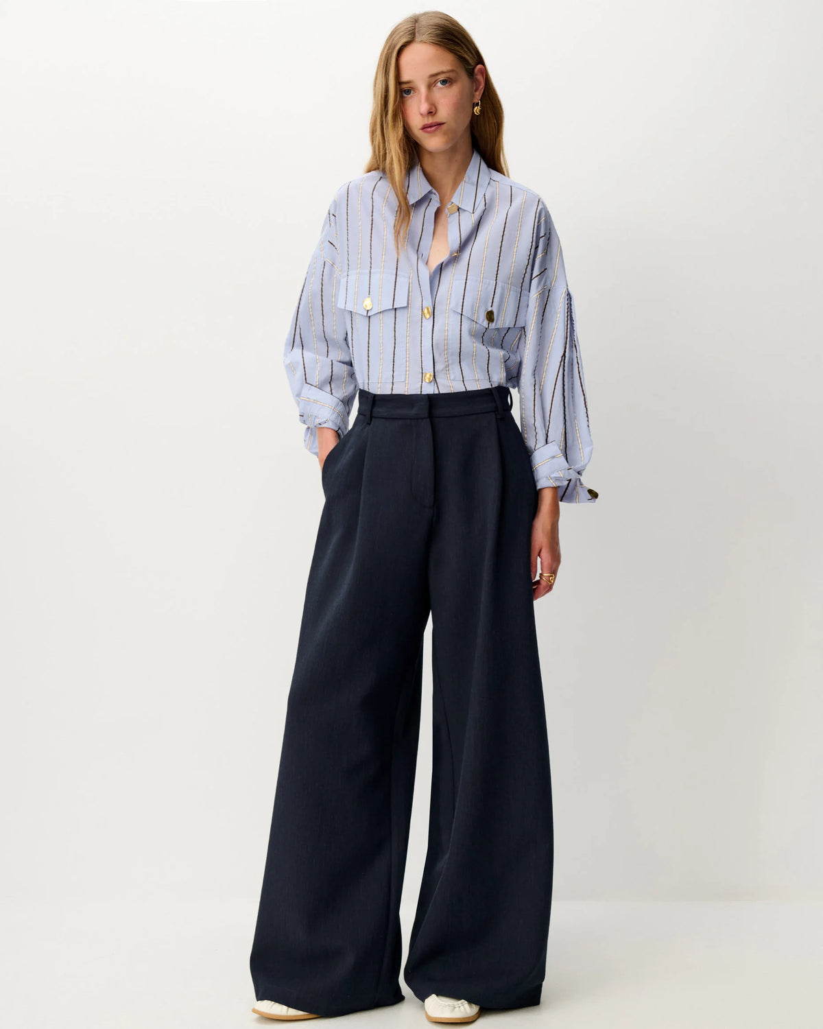 Balanca Shirt full body front view on model