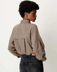 Cecily Top back view on model with shirt tucked in