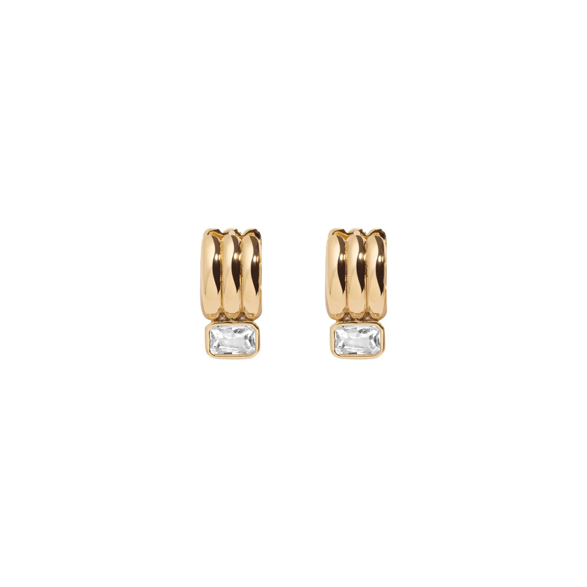 Pair of diamond stud earrings on a white background