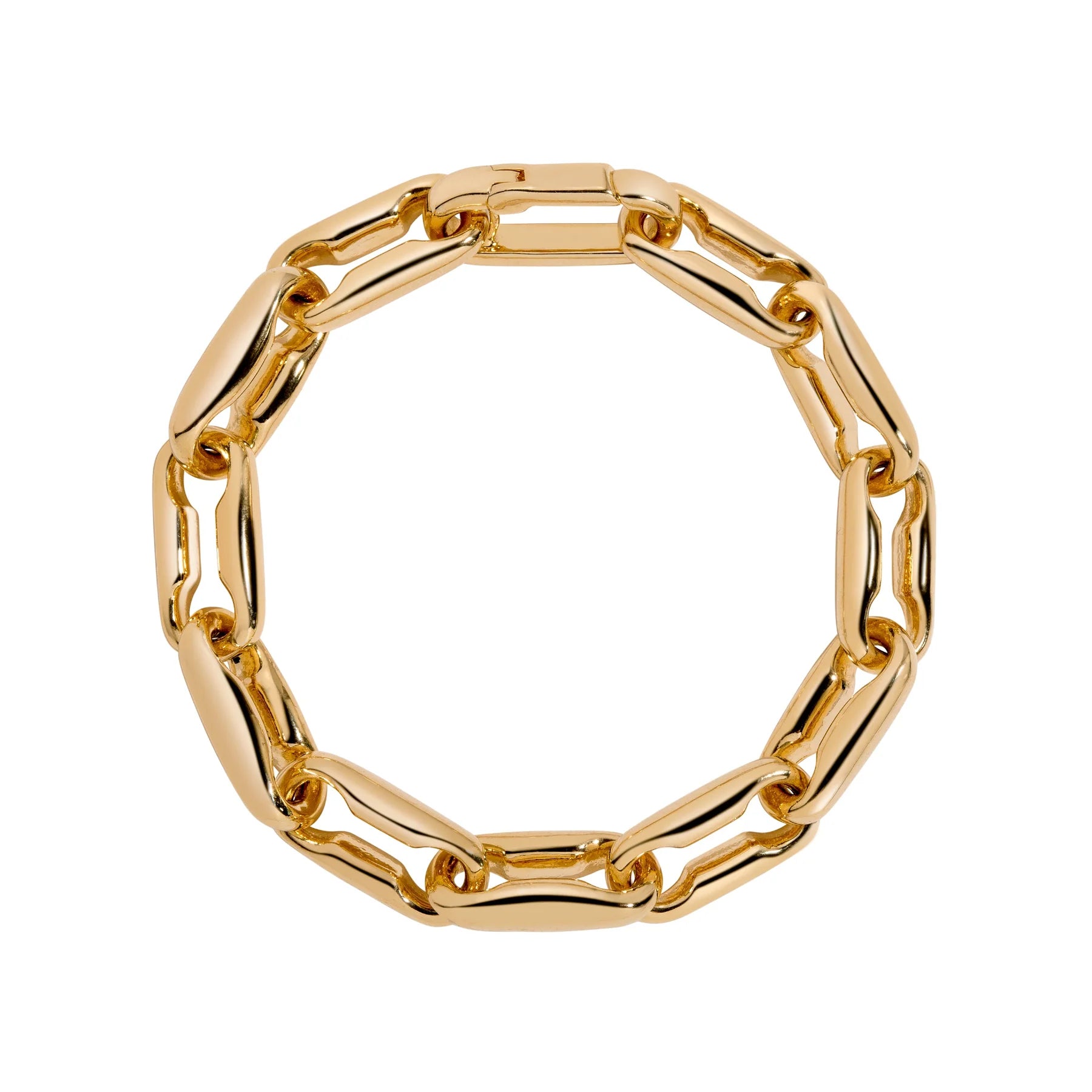 Gold chain bracelet on a white background