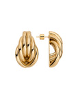 Gold hoop earrings on a white background