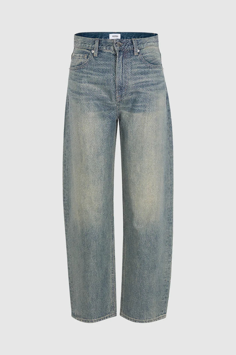 rhinestone blue jean on a white background 