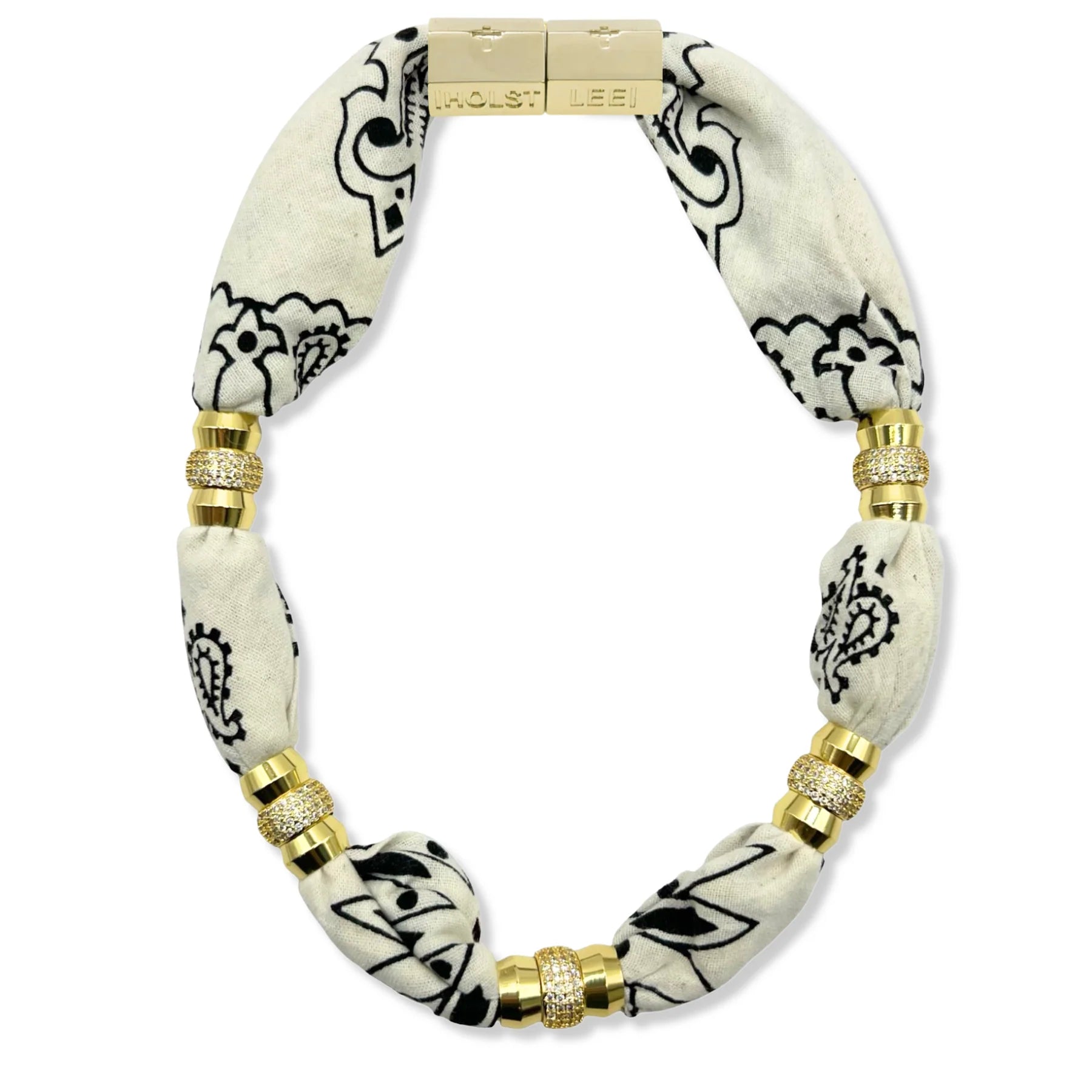 White Bandana Necklace laid flat