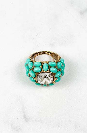 Elliot Ring in Turquoise front view on marble background