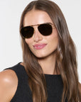Zander Fold 18K Crysal Polarized Sunglasses front view on model