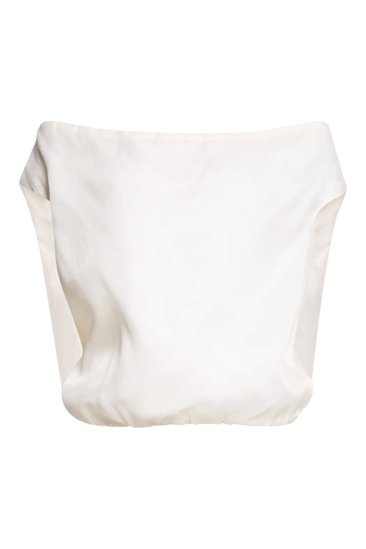 An off-white or cream-colored fabric pouch or cover with a soft, draped texture, shown against a solid white background.