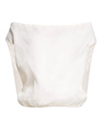 An off-white or cream-colored fabric pouch or cover with a soft, draped texture, shown against a solid white background.