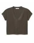 Alanis V-Neck Tee in Dark Olive front view on white background