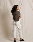 Alanis V-Neck Tee in Dark Olive back view on model