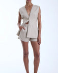 Aurelia Vest full body front view on model in front of white background