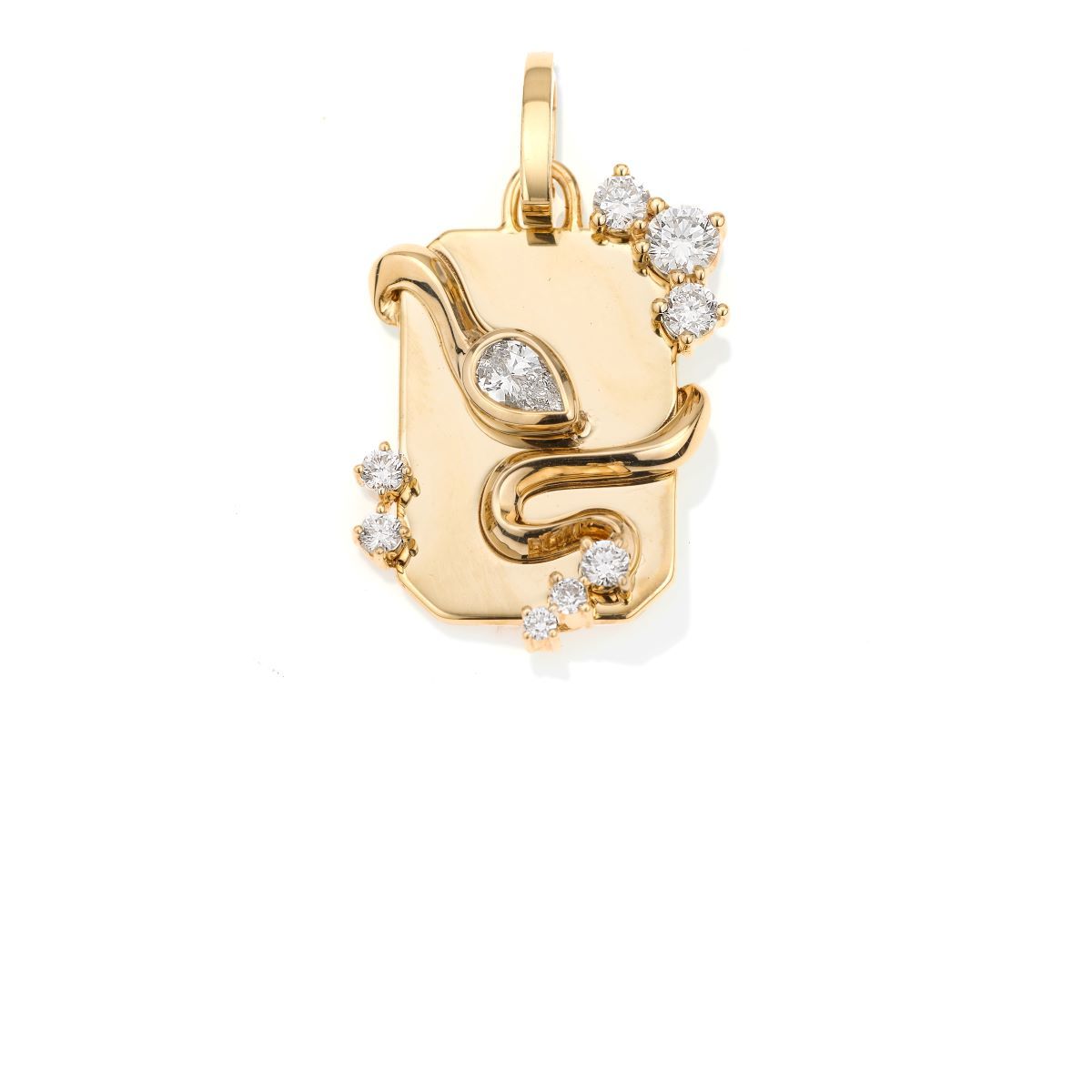 Snake Diamond Dog Tag Charm front