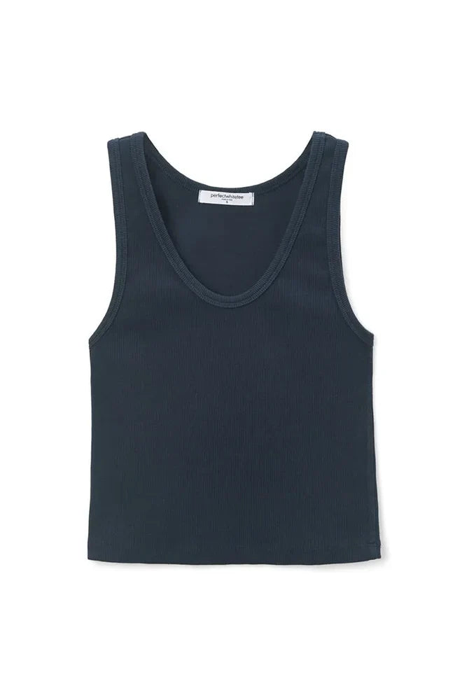 Blondie Tank in Navy front view on white background
