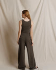 Blondie Tank in Dark Olive full body back view on model