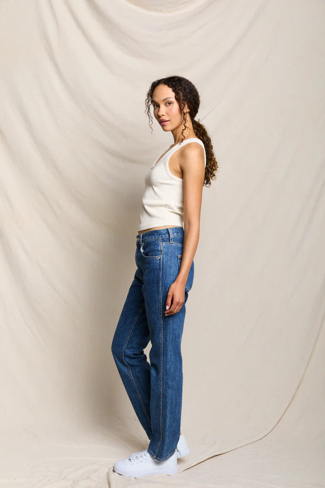Blondie Tank in Sugar side view on model