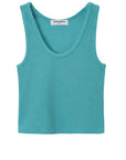 The Blondie Tank in Teal Blue front view on white background