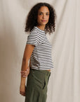 Carter Crewneck Tee side view on model