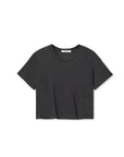 cher short sleeve vintage black tee with jeans on a white background