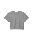photo of a heather grey t shirt on a white background