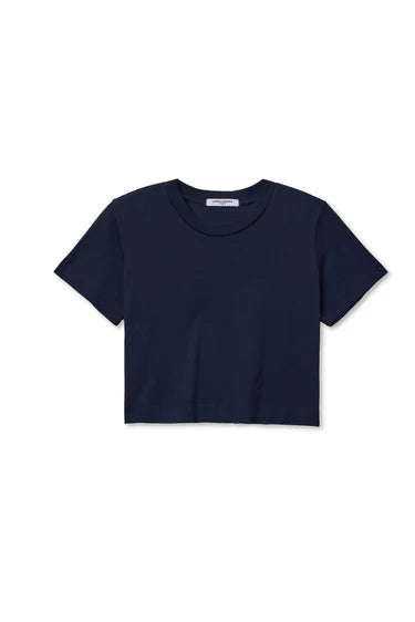 Cher Navy short sleeve tee on a white background