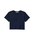 Cher Navy short sleeve tee on a white background