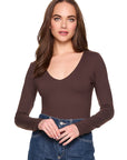 V Neck Long Sleeve Shirt  front