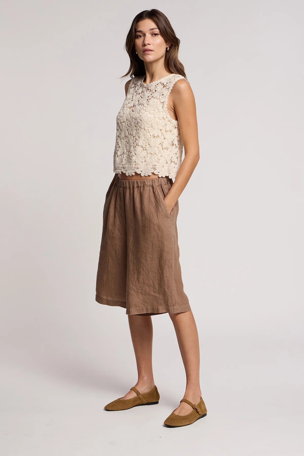 Simona Lace Shell Top full body side/front